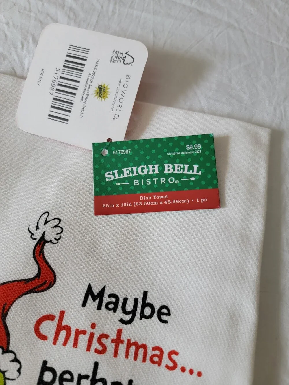 The Grinch Red & Green Holiday Kitchen Towel by BIOWORLD